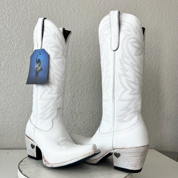 Lane MEGAN MORONEY Smokeshow Womens Cowboy Boots 9 White Western Cowgirl Tall - Picture 1 of 12